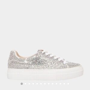 Betsey Johnson Silver Crystal Embellished Platform Sneakers